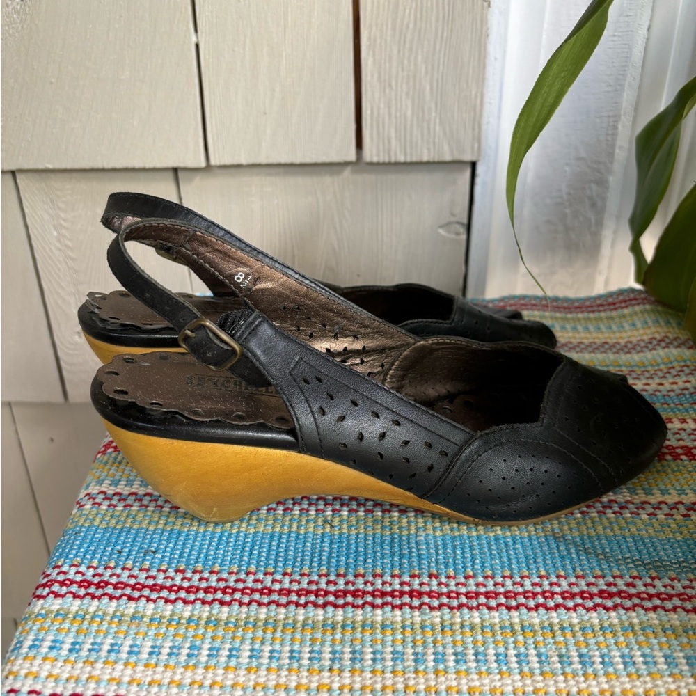Seychelles Black Wedge Peep-toe Heels